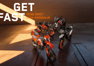 UNSCHLAGBARE KTM "VAT FREE*"-PROMOTION: NULL MEHRWERTSTEUER*, 100% NERVENKITZEL